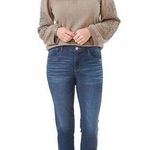 Democracy  Top Long Blouson Sleeve Crochet Applique Sweetheart Neck Knit Boho XL Photo 0