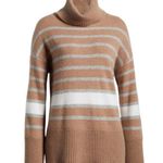 Magaschoni  Stripe Cashmere Turtleneck Sweater In Toasted Brown Photo 0