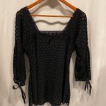 Solitaire Witchy whimsigoth crochet lace square neck 3/4 tie sleeve blouse boho fairy Photo 0
