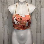 Penelope Boutique Satin Chain Halter Crop Top Pink Baroque Scarf Tie Back – Size Orange Size M Photo 0