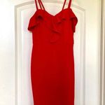 Iris - Beautiful Red Double Strap Cocktail Dress with Ruffled Neckline! ♥️♥️ Photo 0
