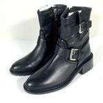 Aquatalia Omayda Water Repellent Leather Moto Bootie Boots Black Size 6 NEW Photo 6