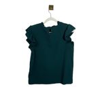 High Ruffle Neck Sleeveless Blouse in Dark Green Size M Size M Photo 6