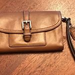 Coach Brown Leather Belt Buckle Large Wristlet Photo 2
