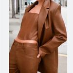 ZARA FAUX LEATHER MENSWEAR STYLE BLAZER Brown Size S NEW Photo 5