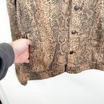 Free People Brown Snake Print Button Front Denim Trucker Jacket Size M Photo 6