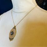 Handmade Handcrafted cowhide rose cameo pendant on chain necklace Photo 3