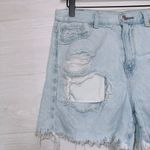American Eagle  Women's Light Wash High Waisted Distressed Cut Off Mom Shorts 4 Photo 1