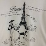 CACTUS Vintage Y2K White Black Paris Eiffel Tower V Neck Graphic Long Sleeve Top Size L Photo 4