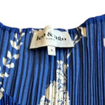 Leo & Ugo Royal Blue Bold Print Midi Dress Sleeveless Stretch Pleated Size Small Photo 10