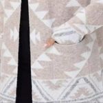 Frye  Women's The Cozy‎ Cardigan, Tan (Oatmeal Combo), Size M AZTEC Photo 3