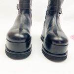 Free People Collection Not For Riding Platform Boots Tall Leather Buckle Black Photo 5