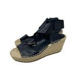Eileen Fisher  Willow Espadrille Wedge Sandal Black Leather‎ Size 6 Photo 5