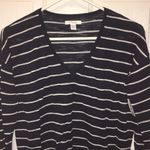New Women’s Navy/White Liteweight Knit Long Sleeve Stripe Shirt size XS/Small Blue Photo 2