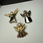 Angel Christmas Holiday Lot Of 3 Brooch Pin Angels 1 Two Tone 2 Gold Tone Photo 0