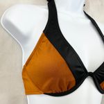 Venus  Womens Bikini Top 32C Colorblock Halter Underwire‎ Black Rust Trendy Chic Photo 1