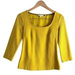 Boden Tilly Ottoman Ribbed 3/4 Sleeve Top in Yellow Cotton Blend,‎ Size 2 Photo 0