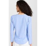 Veronica Beard  Mason Baseball Tee‎ Womens Large Blue White Stripe Preppy Luxury Photo 1