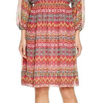 Diane Von Furstenberg  Women's Parry peasant silk Geometric Floral Print Dress L Photo 0