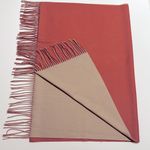 None Minimalist two-tone faux cashmere scarf/wrap with fringed edges, cream/orange Photo 1