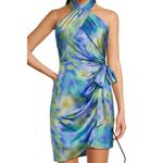 Belle by Badgley Mischka Lexi Halter Twist Front Wrap Mini Dress size 12 NWT Yellow Photo 1