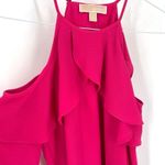 Michael Kors  MK COLD SHOULDER RED FLOUNCE LONG SLEEVE TOP Photo 3