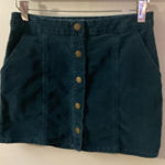 Altar'd State Altar’d State Dark Teal Corduroy Mini Skirt S Boho Fall Preppy Classic Academia Photo 0