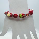 Large Beads Palm Trees & Shells Design Beaded Bracelet in Red Photo 1
