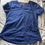 Scrubstar  Blue V-Neck Short Sleeve Relaxed Top Photo 0