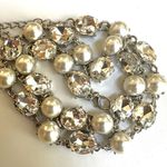 Faux pearl rhinestone silver tone necklace Photo 4