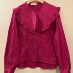 Listicle  Women’s Ruffle Collar Jean Jacket Shirt Small Button down Photo 1