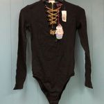Cupcake Mafia black stretchy bodysuit w/ gold chain women’s size L Reign Supreme Size L Photo 0