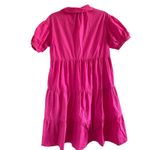 English Factory  Magenta Pink Short Puff Sleeve V-Neck Midi Dress Medium Photo 7