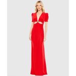 Mac Duggal leena A2630 Plunge Neck Puff Sleeve Cut Out Gown Red Sz 8 $458 Photo 4