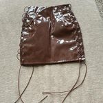 Vintage style Y2K latex brown miniskirt micro mini Size 6 Photo 0
