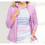 Talbots  Full Zip Jacket Size Large Petite Pink Spaced Dyed UPF 50 Active Wear Photo 2