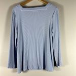 Chico's  Blue Square Neck Ribbed Blouse Photo 3
