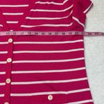 CHAPS NEW  Women’s XL Pink White Striped Button Up Cardigan Short Sleeve Cotton Photo 3