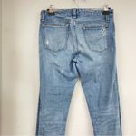Gap  Real Straight Rolled Hem Mid Rise Jeans Womens 26 Blue Denim Distressed Photo 9