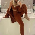 Camila Coelho Alondra fuzzy high-rise cropped pants in chocolate size S small Photo 5