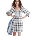 Madewell NWT Cotton Flannel Lucie Smocked Mini Dress in Lebaum Plaid Size XS Photo 1