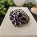 Vintage Chunky Hinge / Clamper Dome Bracelet with Purple Smokey Crystal Stones Photo 0