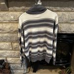 Liz Sport  gray white striped turtleneck sweater size medium Photo 3