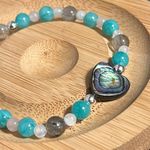 Handmade  Abalone Rose Quartz Moonstone Labradorite Quartzite Hematite Bracelet Photo 1