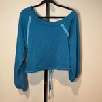 Lovers + Friends  Off Shoulder Sweater Cropped Teal Blue Size Small Photo 2