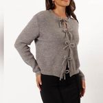 Petal and Pup  Wilde Bow Front Cardigan - Light Grey Sz S Photo 0
