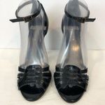 Theory 7.5 Black Patent Leather Peep Toe Heels Photo 0