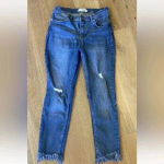 Free People Great Heights Fringe Frayed Hem Denim Skinny Jeans Size 29 Boho Photo 6