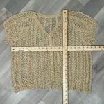 Vintage Crocheted Lace Sheer Topper Cardigan Button Up Tan‎ Sheer Medium Tan Photo 8
