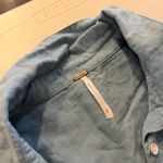 Free People  Blue Linen Cotton Collared Oversized Weekend Shirt Size Small Photo 7
